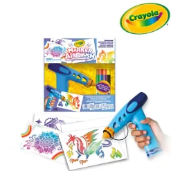 Aerograf dla dzieci airbrush, 5 szablonów i 8 zmywalnych flamastrów 6+