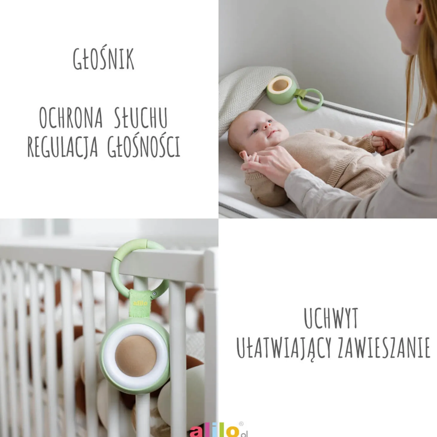 Alilo CocoNap W1 - odtwarzacz MP3 i lampka do karmienia - awokado