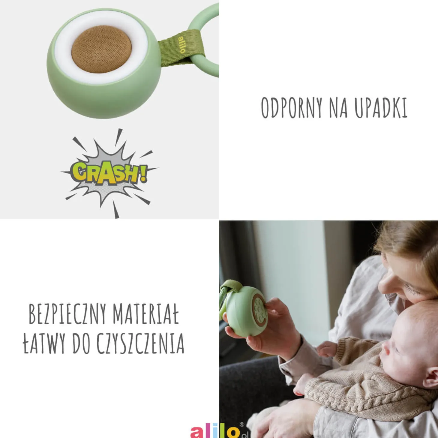 Alilo CocoNap W1 - odtwarzacz MP3 i lampka do karmienia - awokado