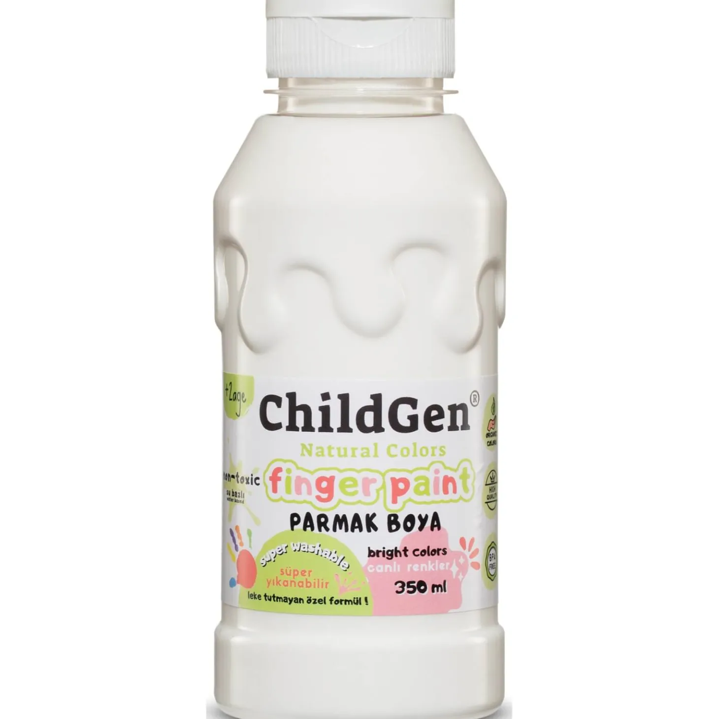 Łatwo zmywalna farba do malowania palcami, BIAŁA, 350 ml