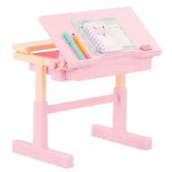 Ławka szkolna z krzesłem, tornistrem i przyborami szkolnymi - School Dreams
