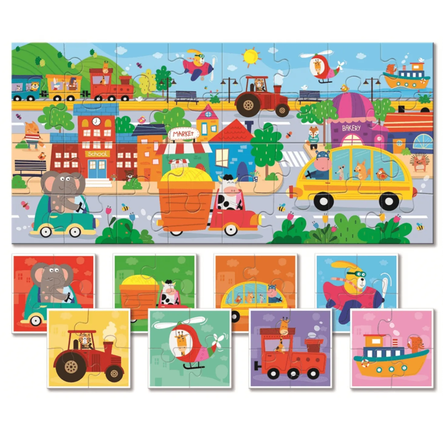 Baby puzzle - dwustronne puzzle dla najmłodszych - ŚRODKI TRANSPORTU