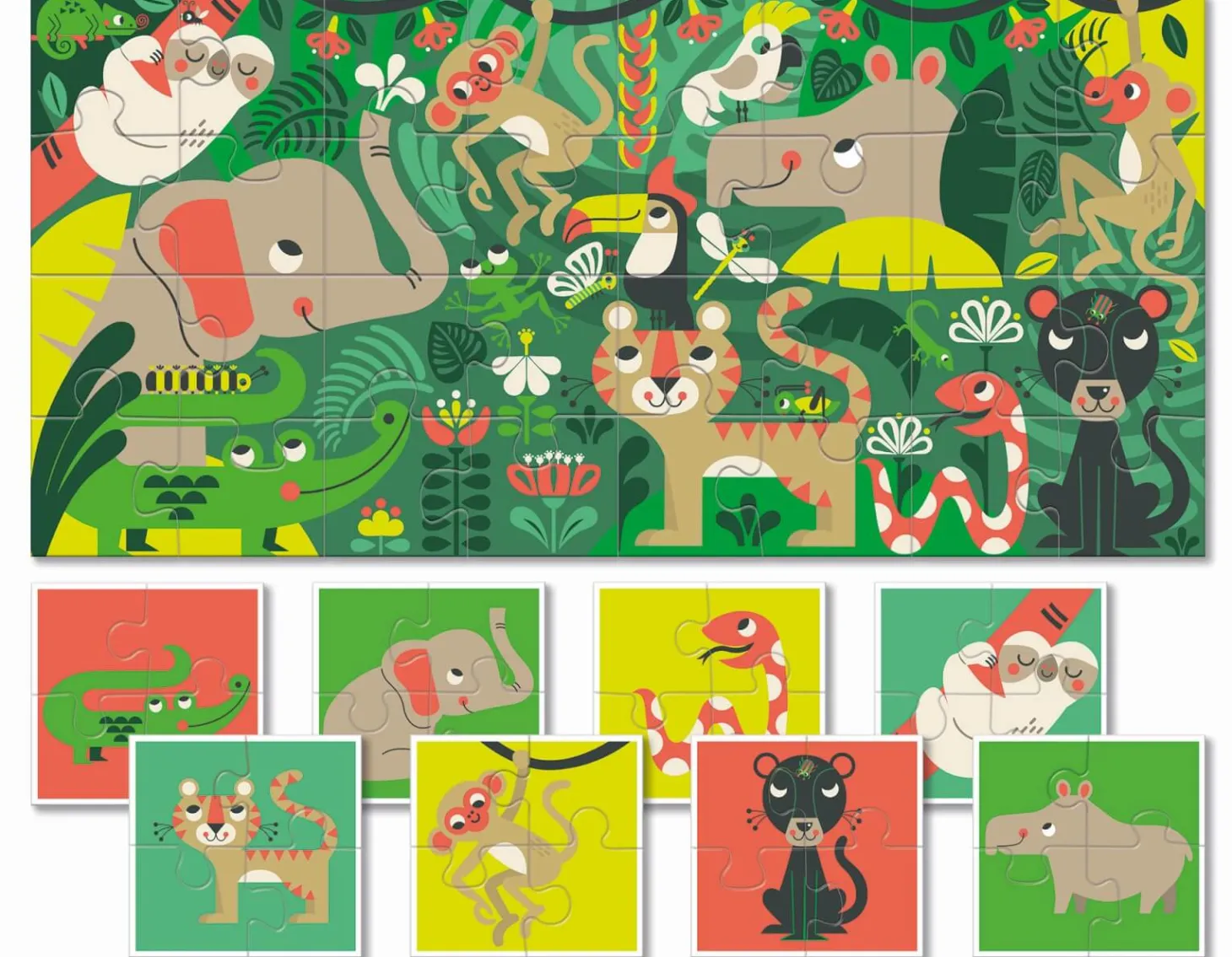Baby puzzle - dwustronne puzzle dla najmłodszych - DŻUNGLA