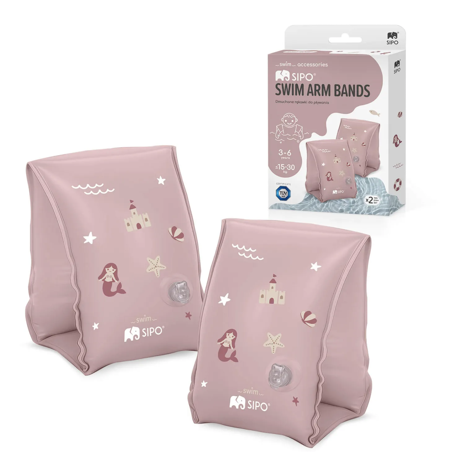 Dmuchane rękawki do pływania dla dzieci 3-6 lat (15-30 kg) - różowe