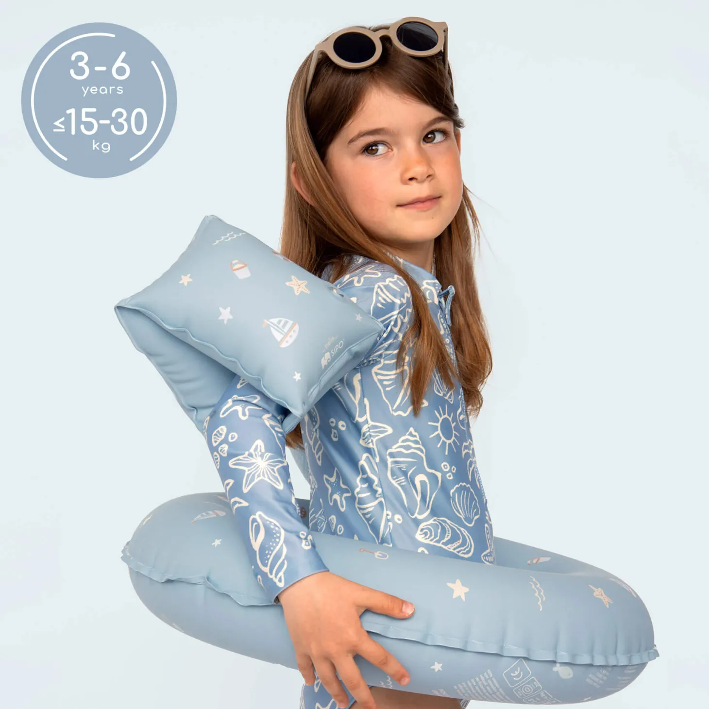 Dmuchane rękawki do pływania dla dzieci 3-6 lat (15-30 kg) - niebieskie