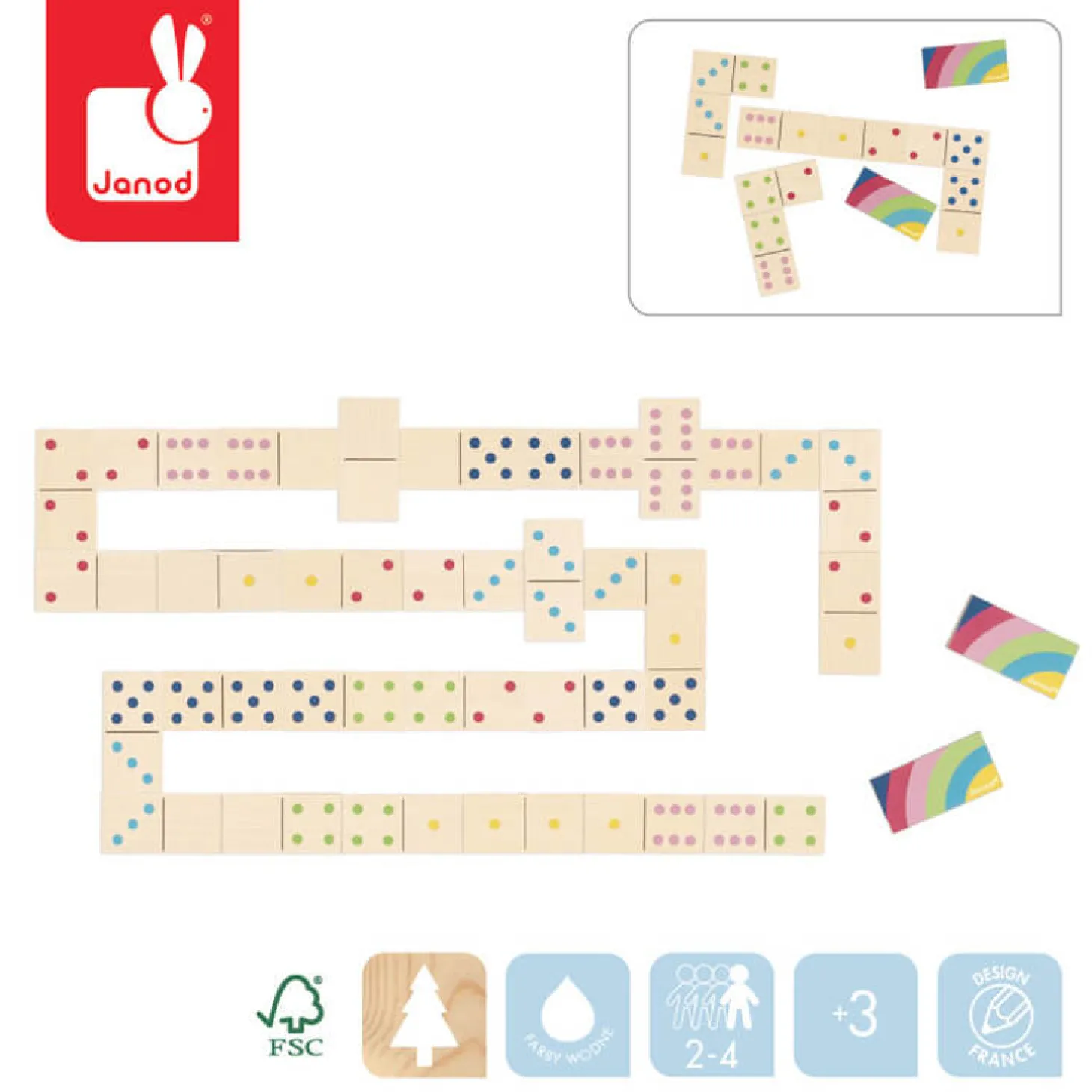 Domino drewniane 3+