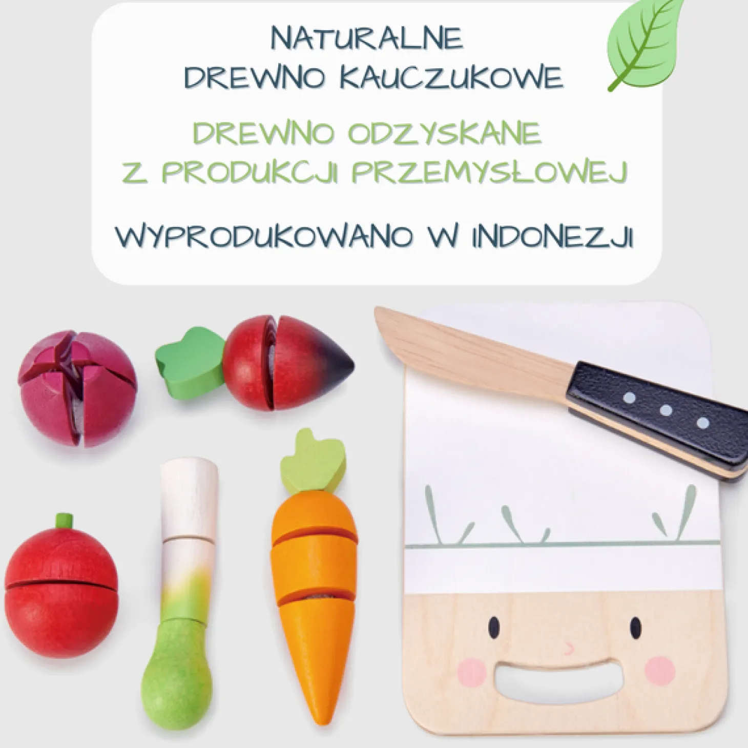Drewniana deska z warzywami do krojenia, Mini Chef