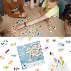 Drewniana gra edukacyjna Znajdź rybkę