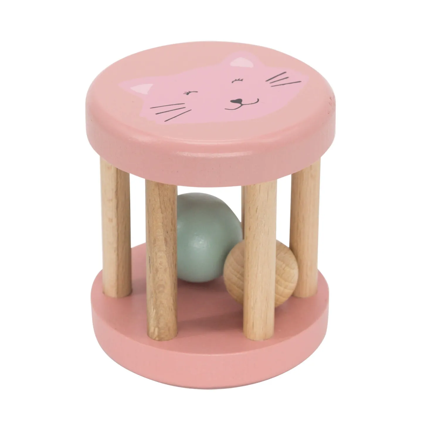 Drewniana grzechotka roller - Kot
