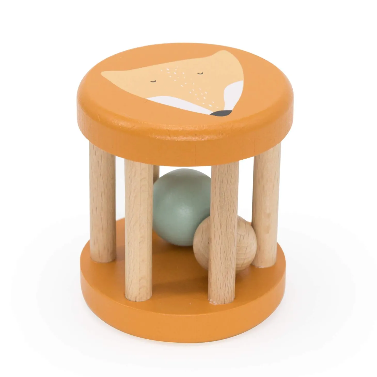 Drewniana grzechotka roller - Lis