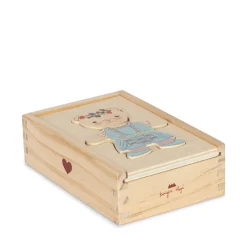 Drewniana układanka puzzle miś - dusty pink