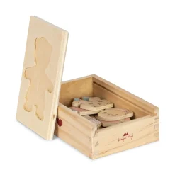 Drewniana układanka puzzle miś - dusty pink