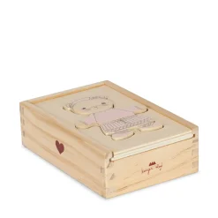 Drewniana układanka puzzle miś - dusty pink