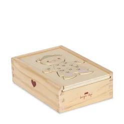 Drewniana układanka puzzle miś - dusty pink