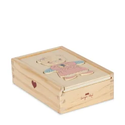 Drewniana układanka puzzle miś - dusty pink