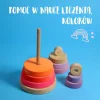 Drewniana wieża 10 krążków - Neon Pink