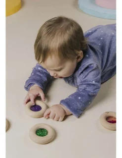 Drewniana zabawka sensoryczna Donut Calm - turkusowy