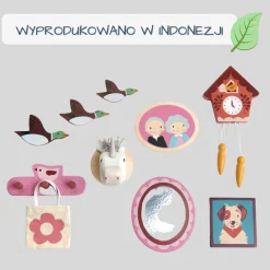 Drewniane akcesoria do domku dla lalek - dekoracje ścienne