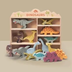 Drewniane figurki do zabawy - dinozaury
