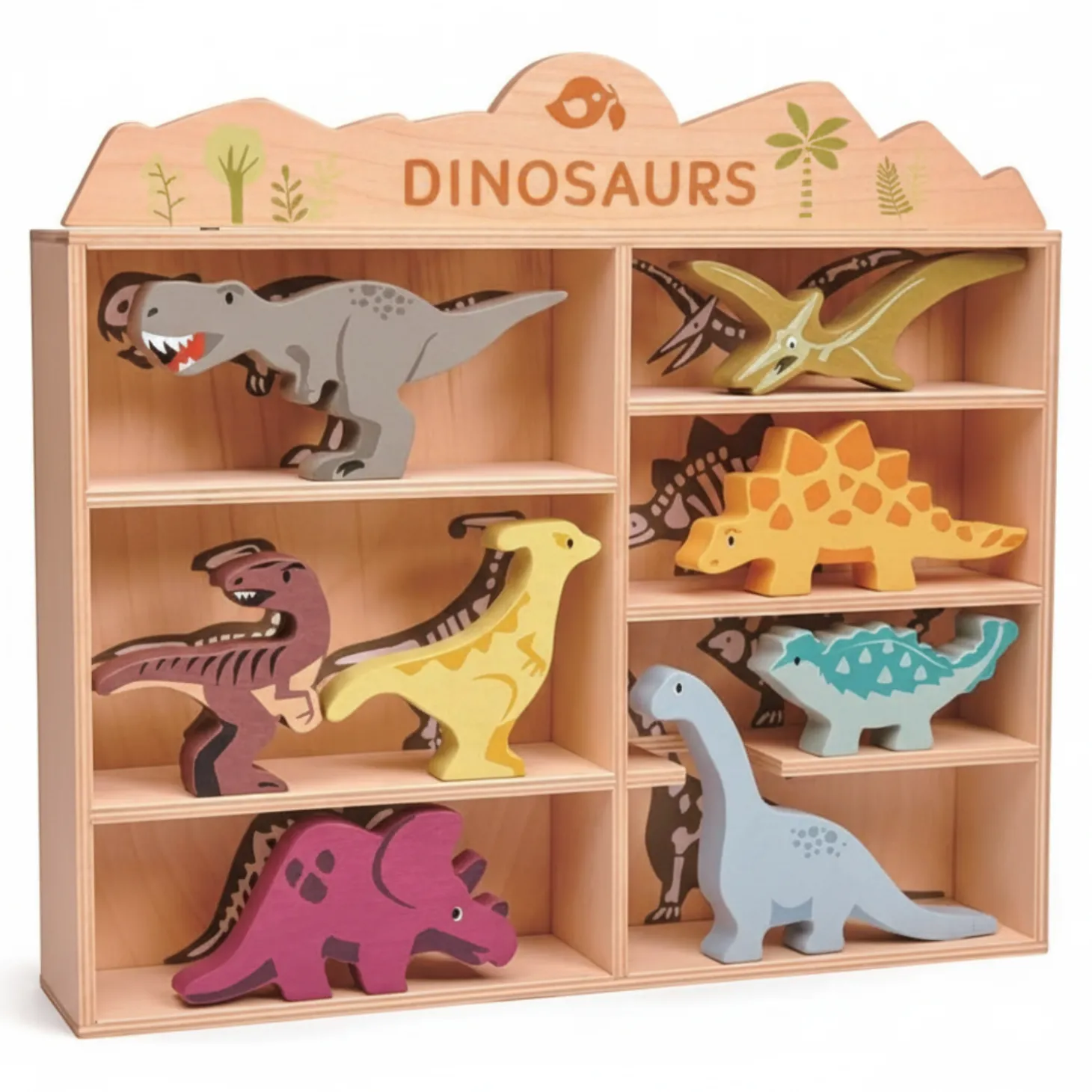 Drewniane figurki do zabawy - dinozaury