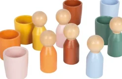 Drewniane kubeczki do sortowania kolorów Montessori