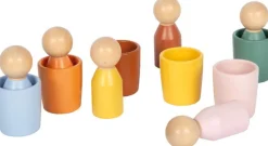 Drewniane kubeczki do sortowania kolorów Montessori