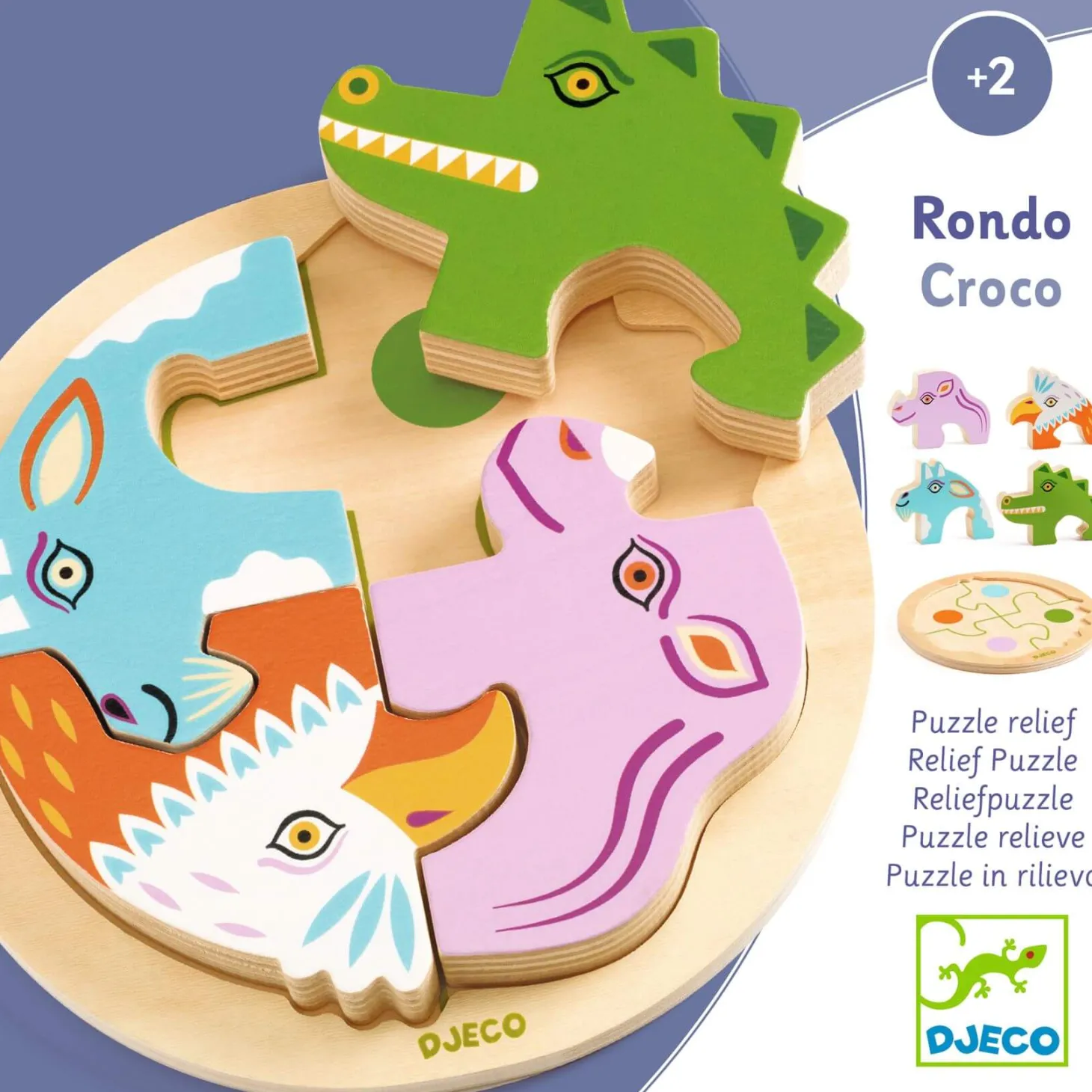 Drewniane okrągłe puzzle RONDO CROCO
