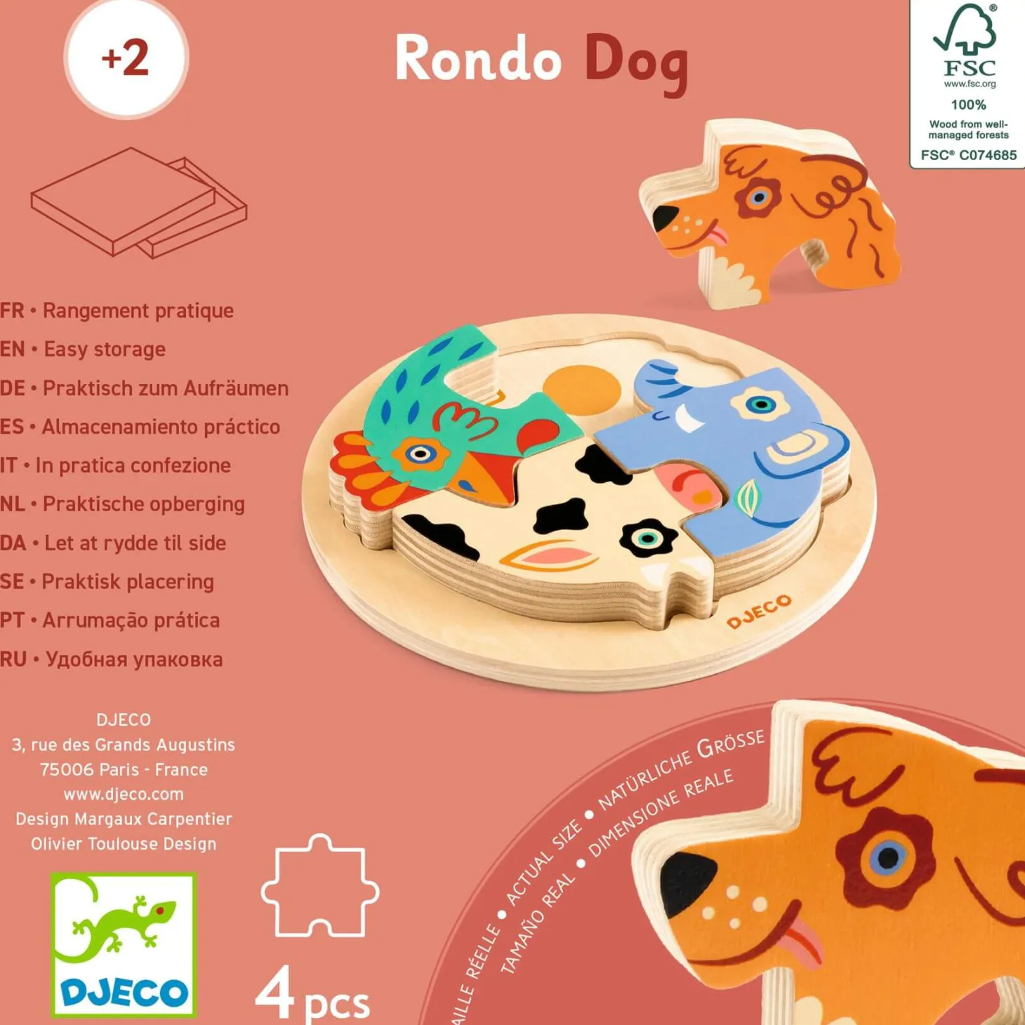 Drewniane okrągłe puzzle RONDO DOG