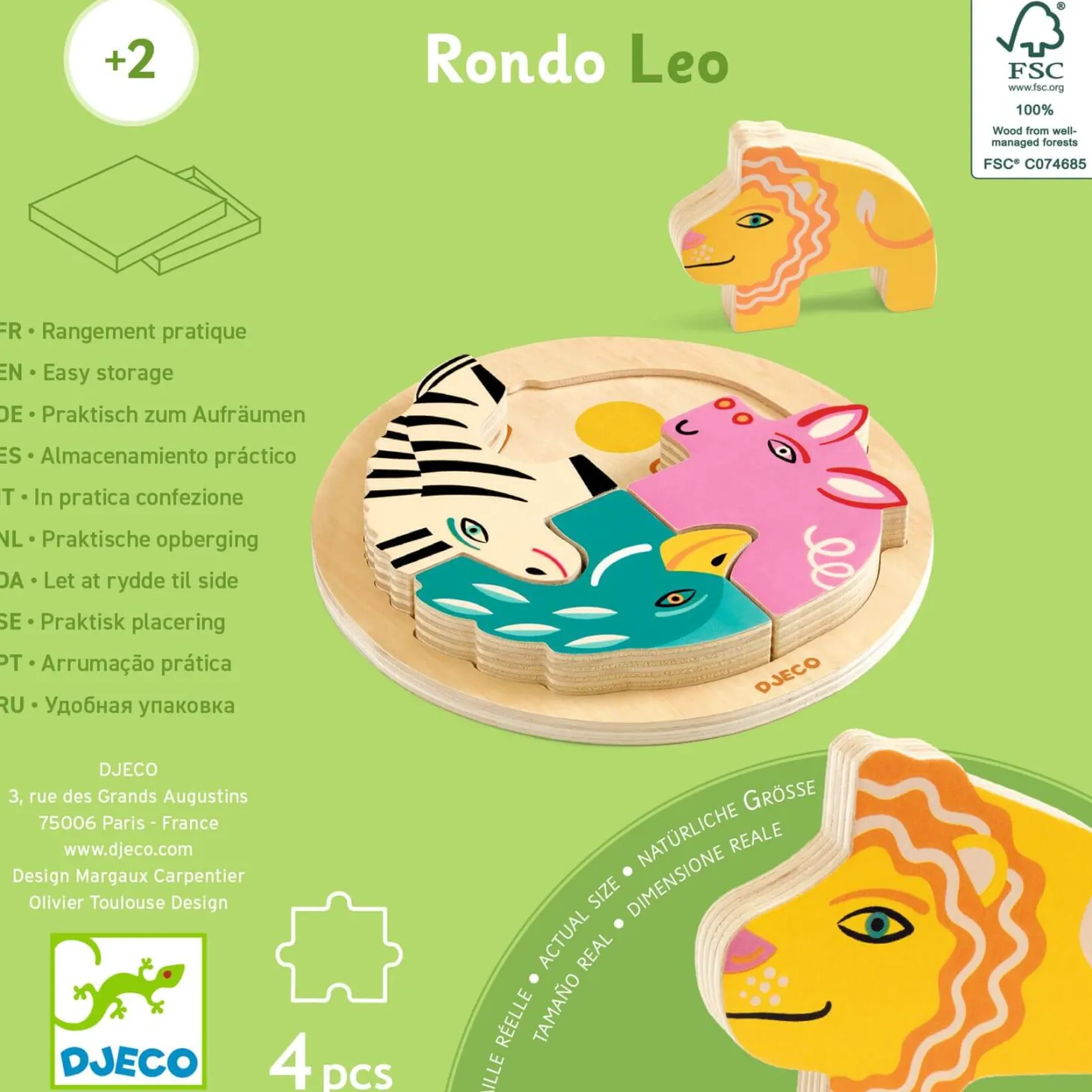 Drewniane okrągłe puzzle RONDO LEO