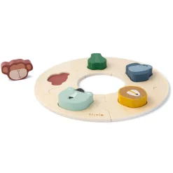 Drewniane okrągłe puzzle ze zwierzątkami