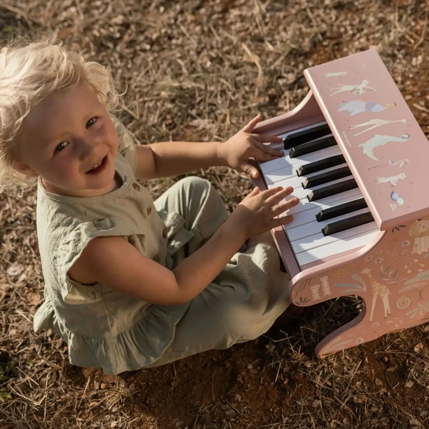 Drewniane pianino różowe Safari Friends FSC
