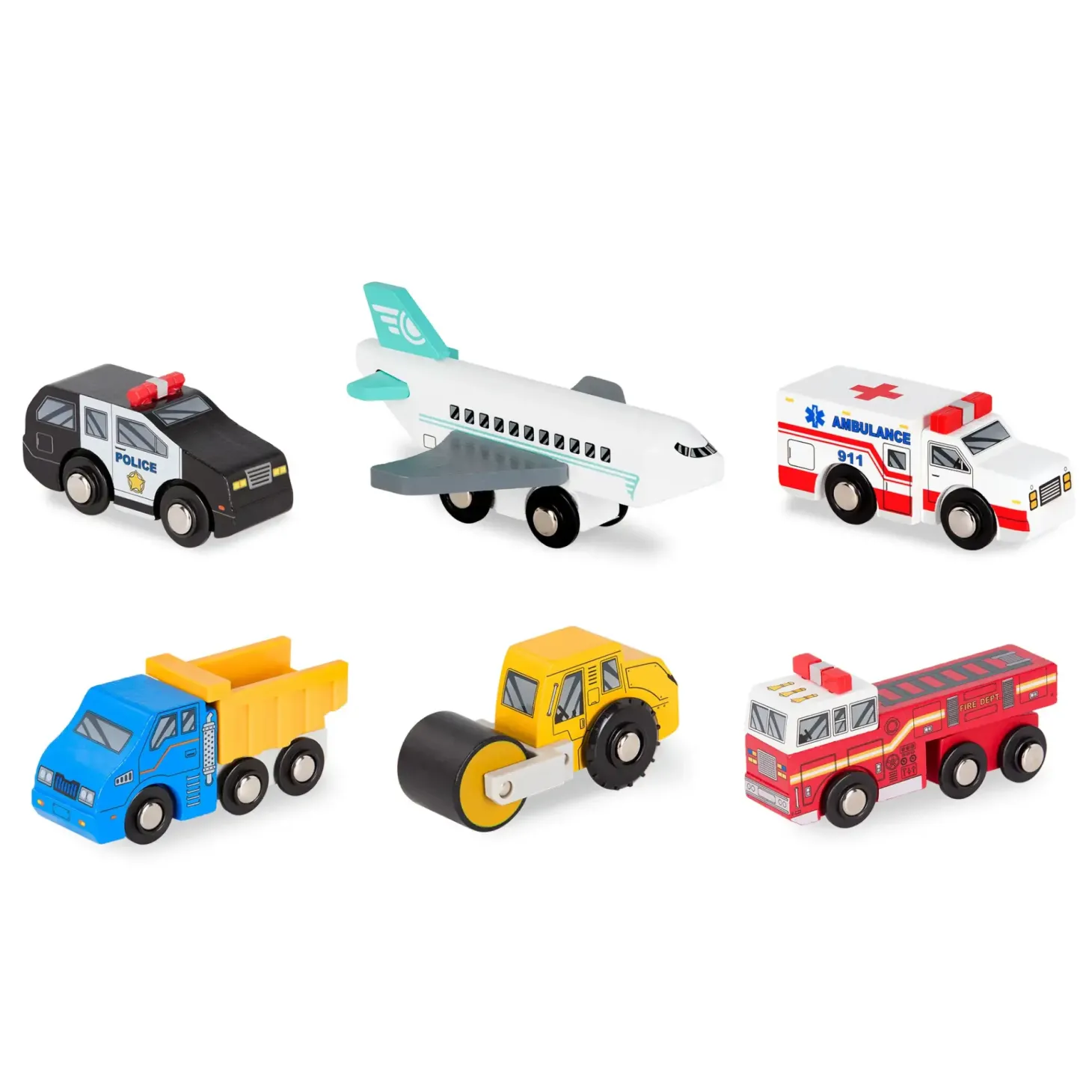 Drewniane pojazdy Wooden Vehicles, zestaw z samolotem
