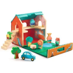 Drewniany domek z figurkami SOFTIHOUSE