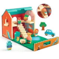 Drewniany domek z figurkami SOFTIHOUSE