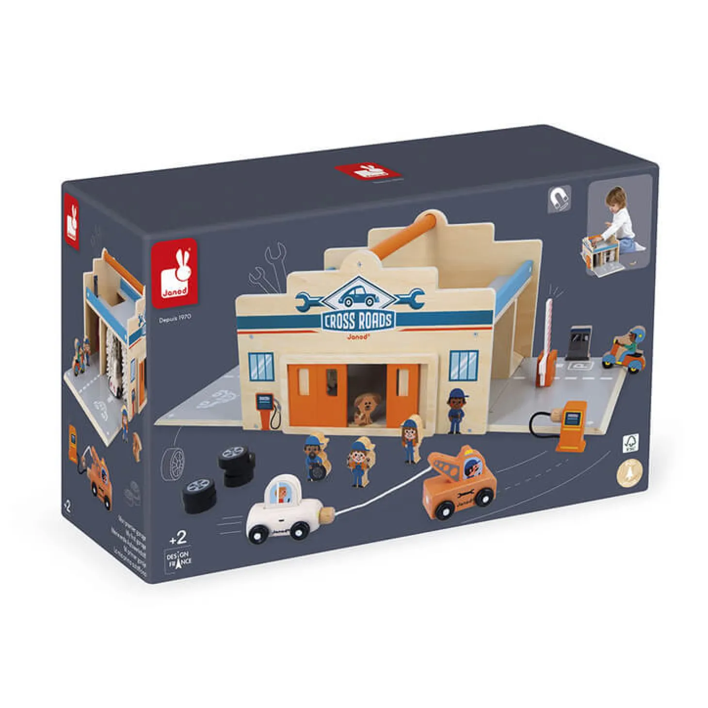 Drewniany garaż otwierany z figurkami Cross Roads 2+