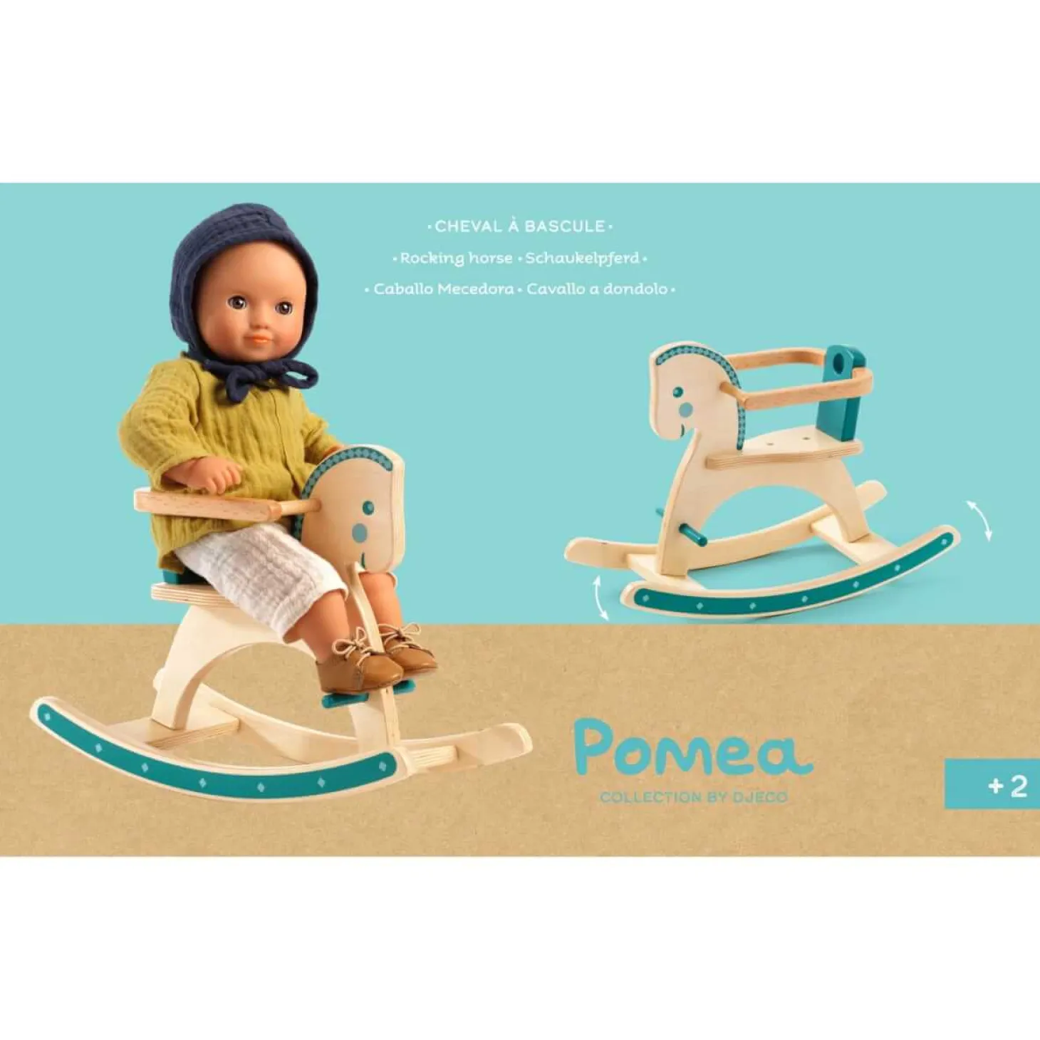 Drewniany konik na biegunach dla lalek POMEA