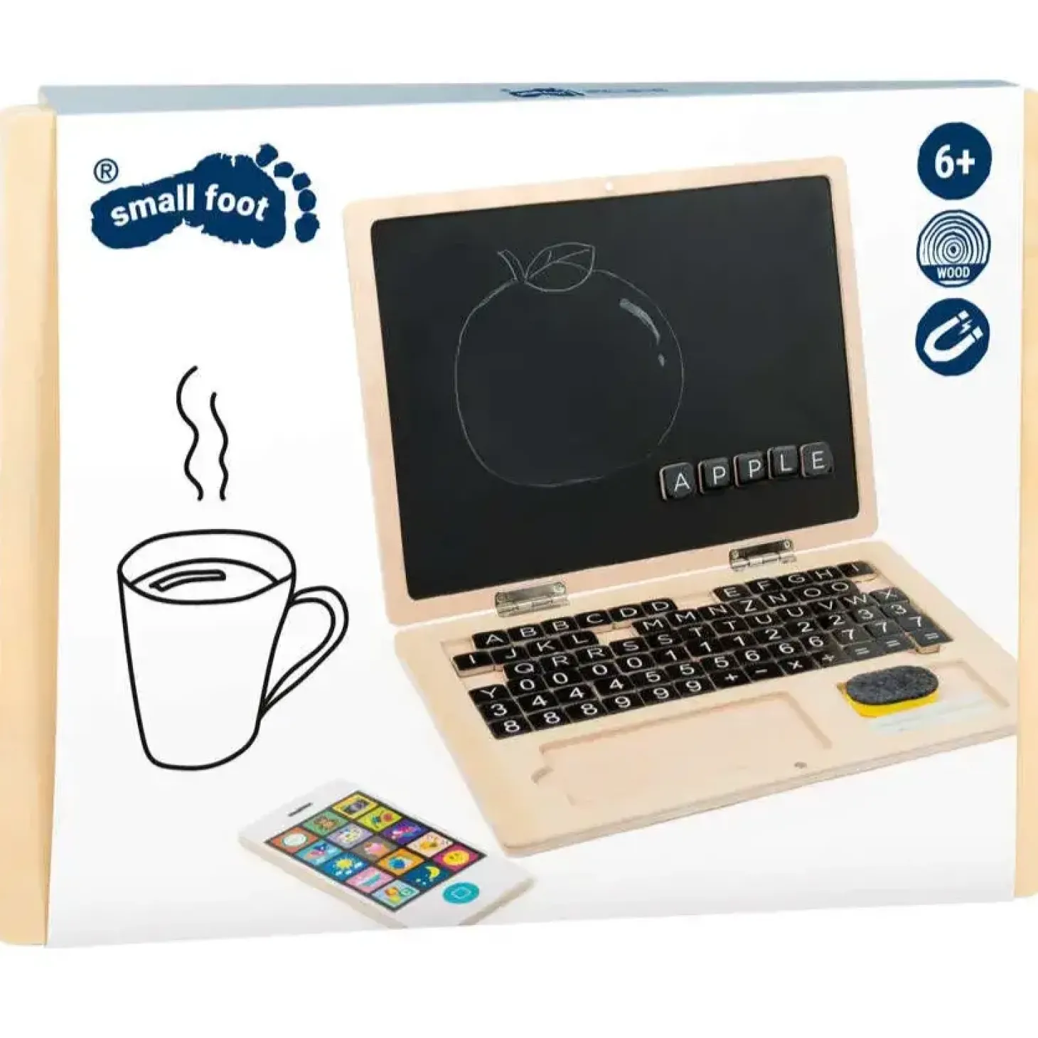Drewniany laptop z tablicą magnetyczną