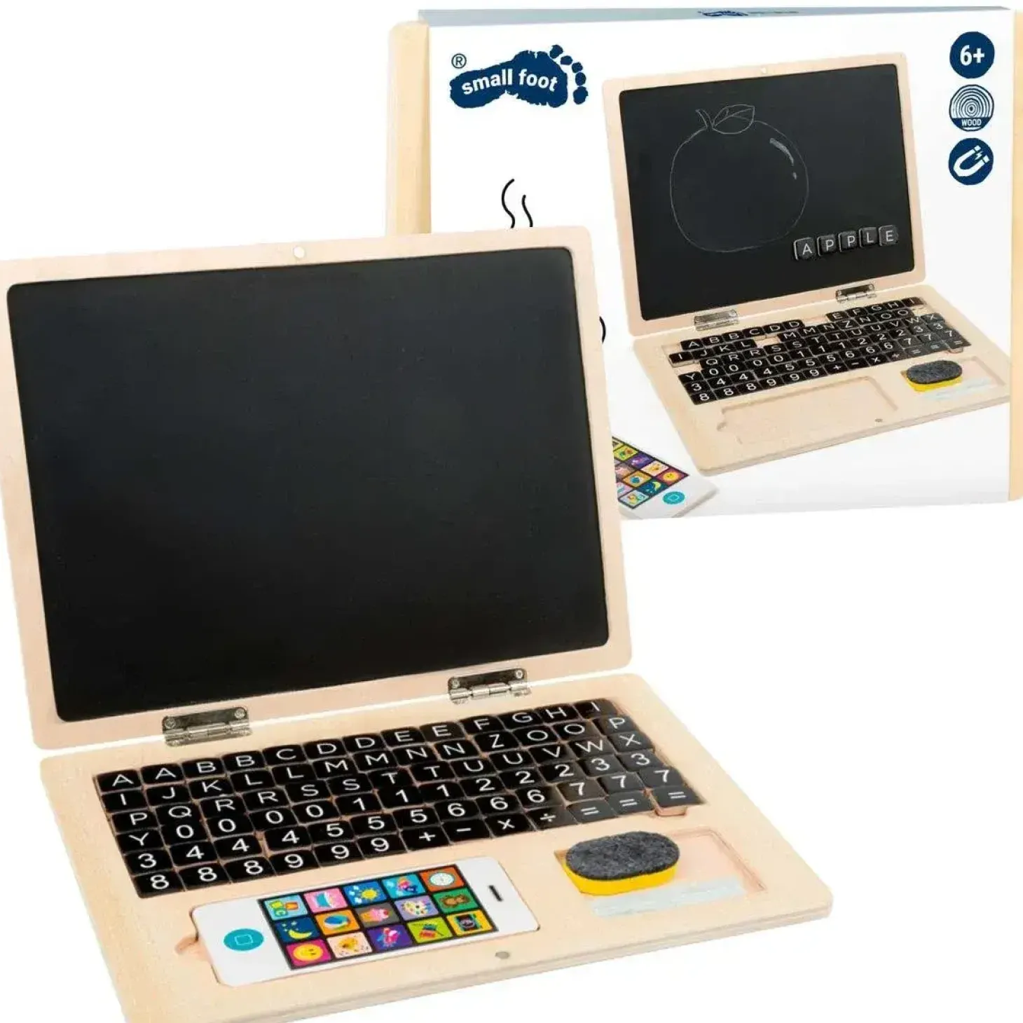 Drewniany laptop z tablicą magnetyczną