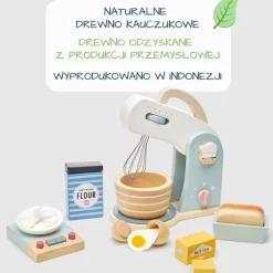 Drewniany mikser z zestawem do pieczenia, Mini Chef