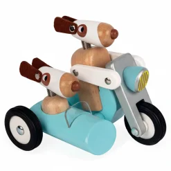 Drewniany motocykl z bocznym wózkiem w stylu retro Spirit Philip
