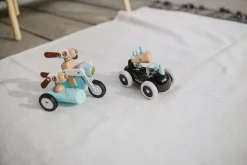 Drewniany motocykl z bocznym wózkiem w stylu retro Spirit Philip