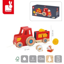 Drewniany traktor do ciągnięcia Farma