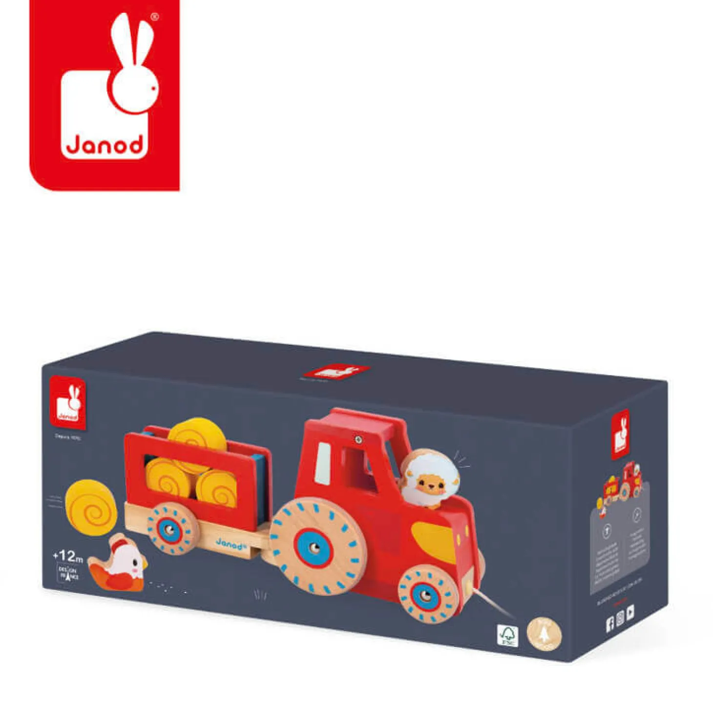 Drewniany traktor do ciągnięcia Farma