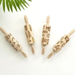 Drewniany wałek z wzorkami do ciastoliny - Zoo Animals