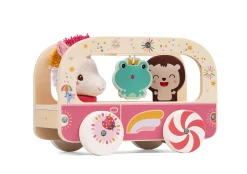 Drewniany wózek do ciągnięcia Jednorożec Lena 12 m+