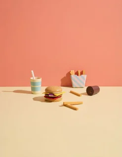 Drewniany zestaw „menu hamburgerowe”
