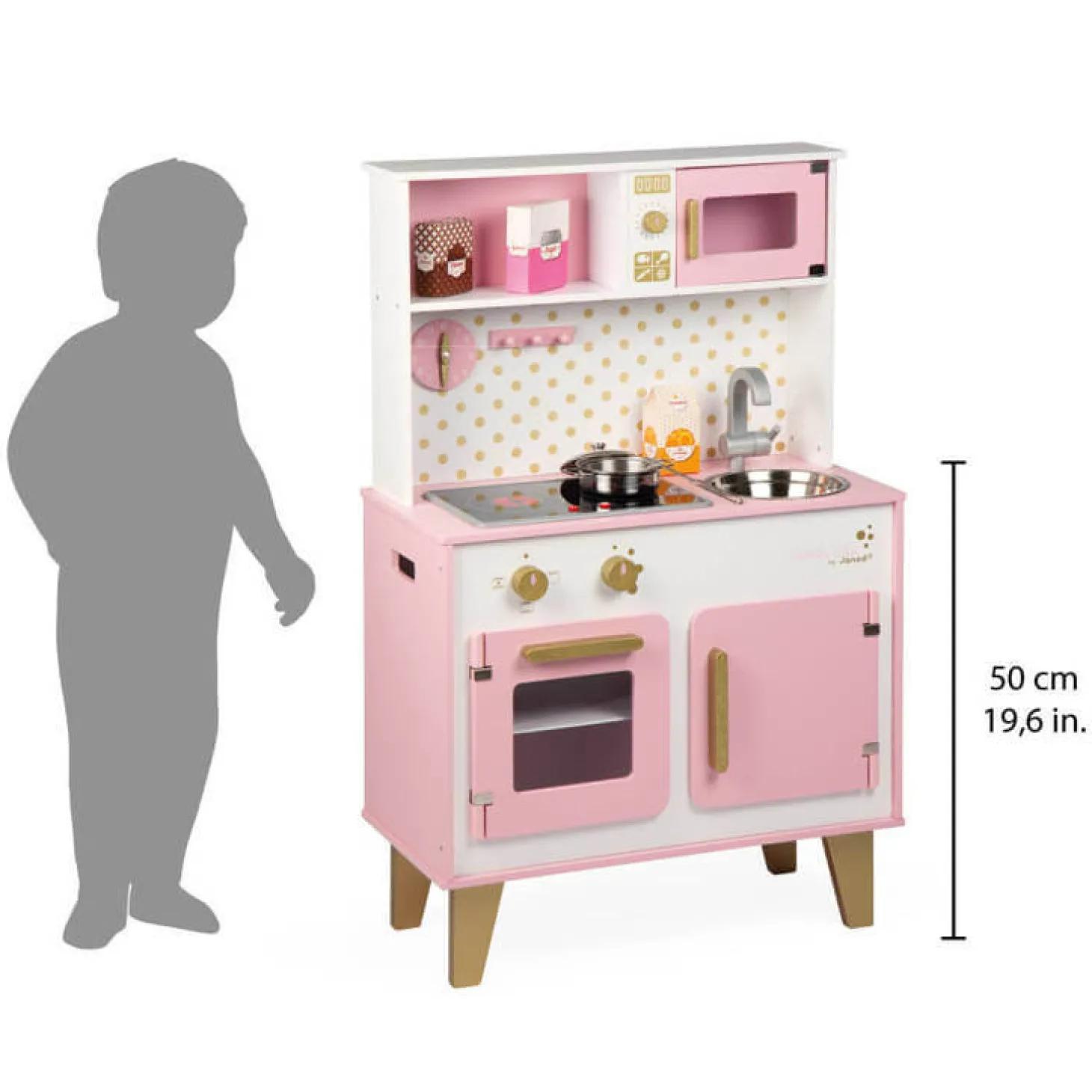 Duża kuchnia drewniana z dźwiękiem i 6 akcesoriami Candy Chic