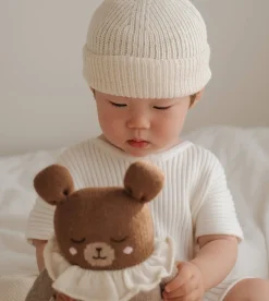 Duży dziergany miś z wełny alpaki - oat pyjamas