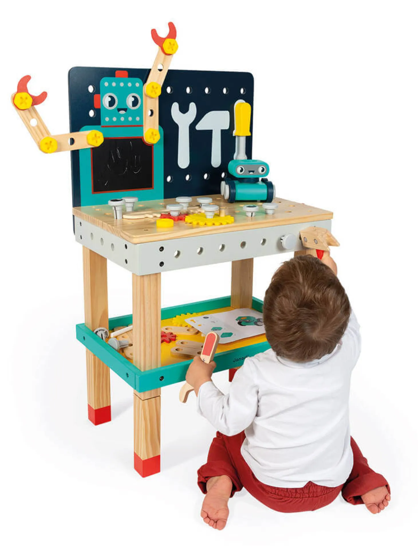 Duży stolik warsztat drewniany magnetyczny Robot Brico ‘Kids 3+