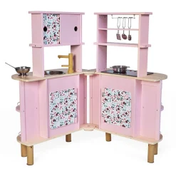 Dwustronna drewniana kuchnia Twist z 8 akcesoriami